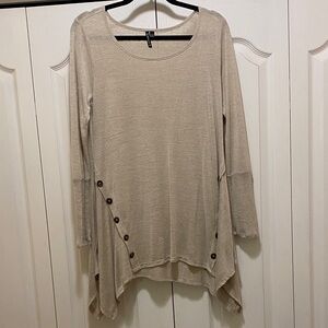 HeartSoul Beige Asymmetrical Tunic with Button Accents